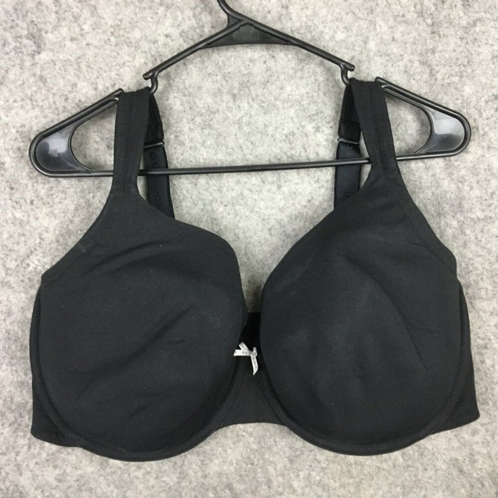 Cacique Bra 42G Lightly Lined Full Coverage Black Solid Cotton Knit Underwire